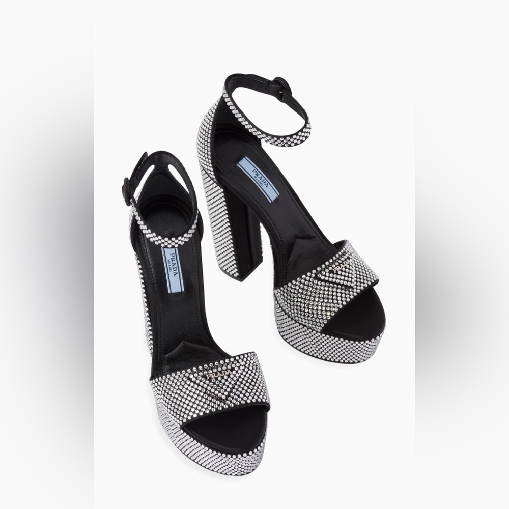 Prada Black and Silver Heels with Block Heel - Picture 1 of 6